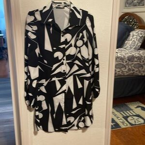 Black-and-white shirt style dress